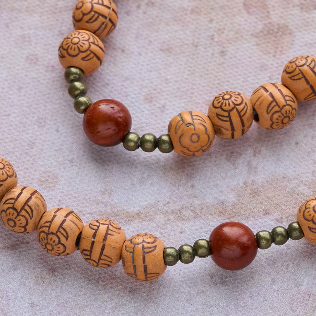 Christianartworkshop Peach Blossom Bead Rosary Bracelet: Devotion & Earthy Grace - image 6