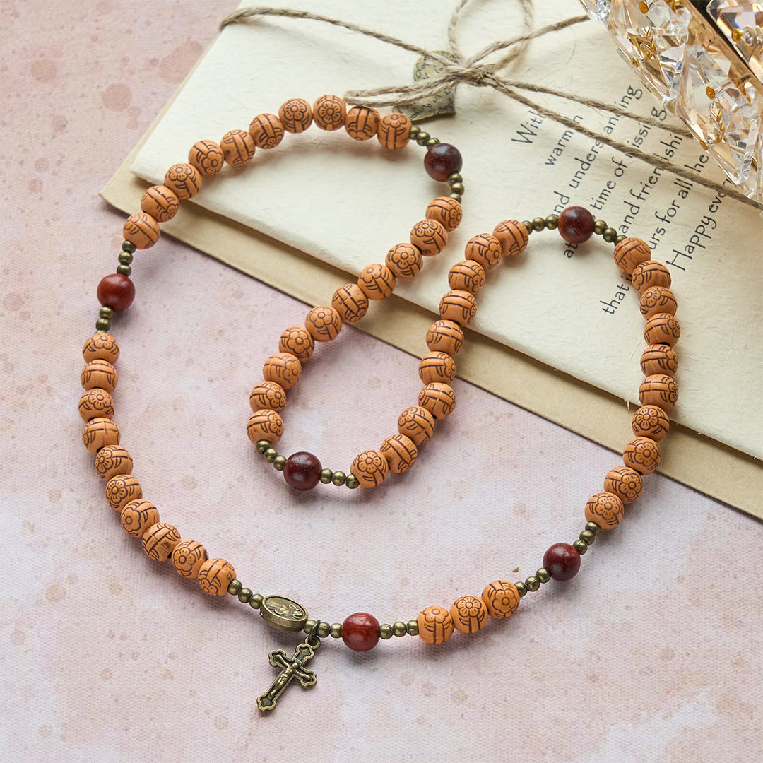Christianartworkshop Peach Blossom Bead Rosary Bracelet: Devotion & Earthy Grace - image 3