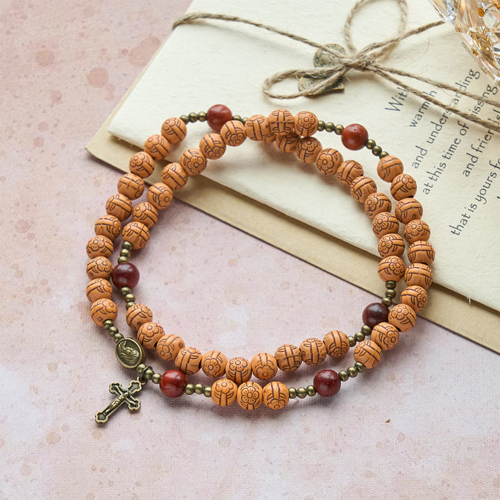 Christianartworkshop Peach Blossom Bead Rosary Bracelet: Devotion & Earthy Grace - image 2