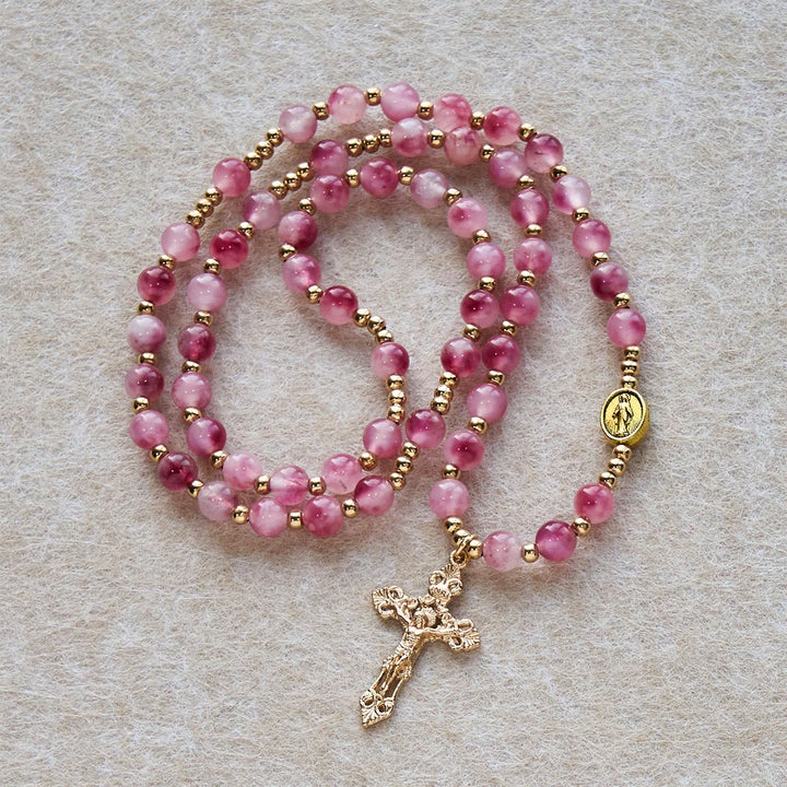 Christianartworkshop Rose Red Agate Bead Rosary Bracelet: Devotion & Heavenly Elegance - image 4