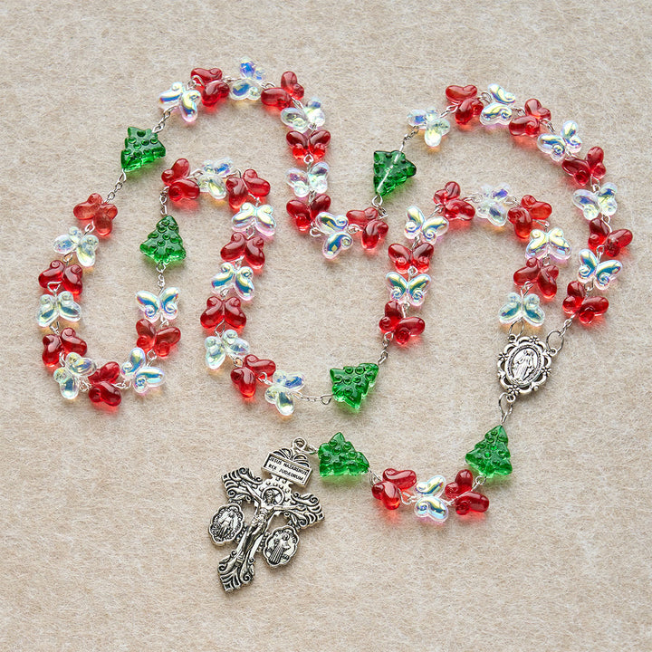 Christianartworkshop Christmas Gift: Blessed Christmas Tree Rosary with Crystal Butterfly Beads - image 10