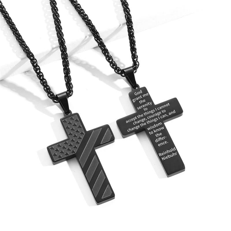 Christianartworkshop Tri-Color Cross Necklace with American Flag & Scripture: A Patriotic Expression - Black - God - image 9