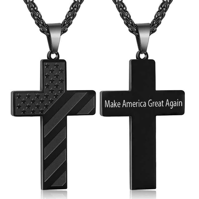 Christianartworkshop Tri-Color Cross Necklace with American Flag & Scripture: A Patriotic Expression - Black - Make America Better Again - image 11