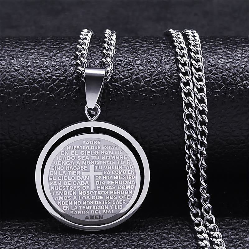Christianartworkshop The Lord’s Prayer Rotating Pendant Necklace: Devotion & Sacred Versatility - Silver - image 3