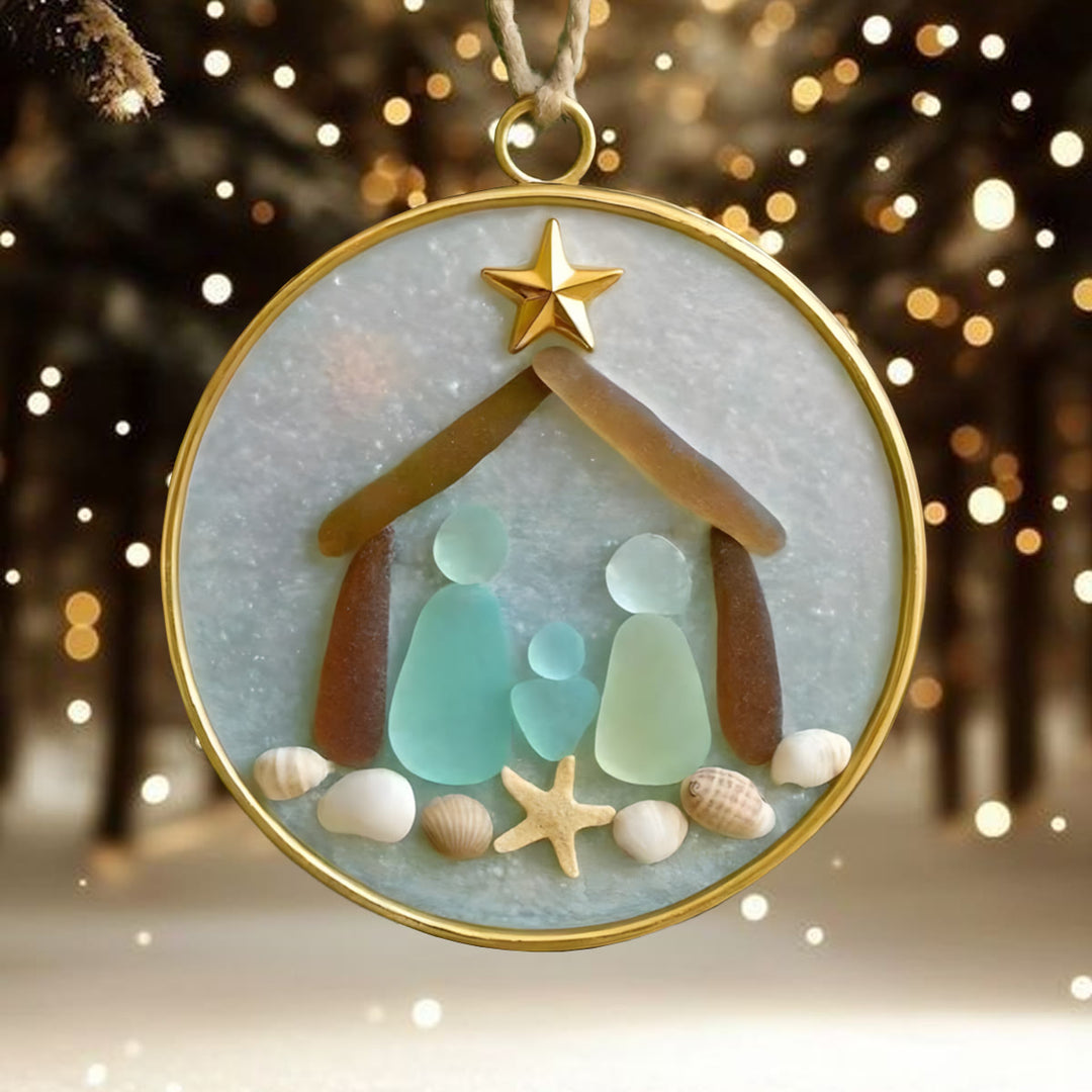 Christianartworkshop Seaglass Faith Series Ornaments: Coastal Devotion & Sacred Storytelling - Nativity - image 0