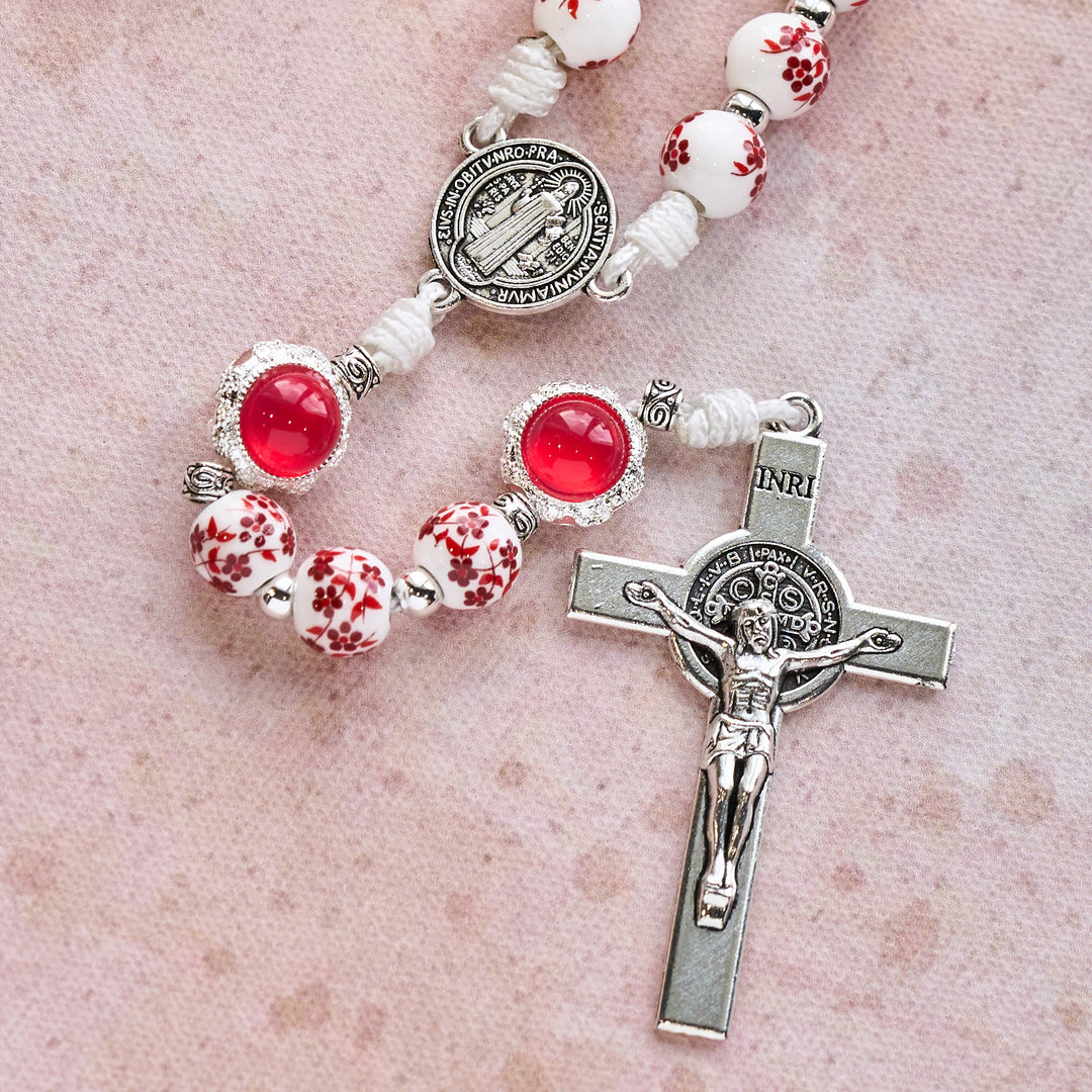 Christianartworkshop Floral Porcelain & Cat's Eye Rosary: Devotion in Detail & Prayerful Connection - image 7
