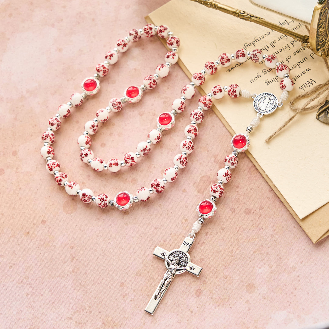 Christianartworkshop Floral Porcelain & Cat's Eye Rosary: Devotion in Detail & Prayerful Connection - image 4