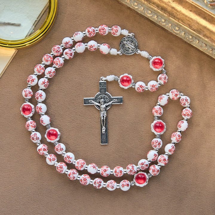 Christianartworkshop Floral Porcelain & Cat's Eye Rosary: Devotion in Detail & Prayerful Connection - image 5