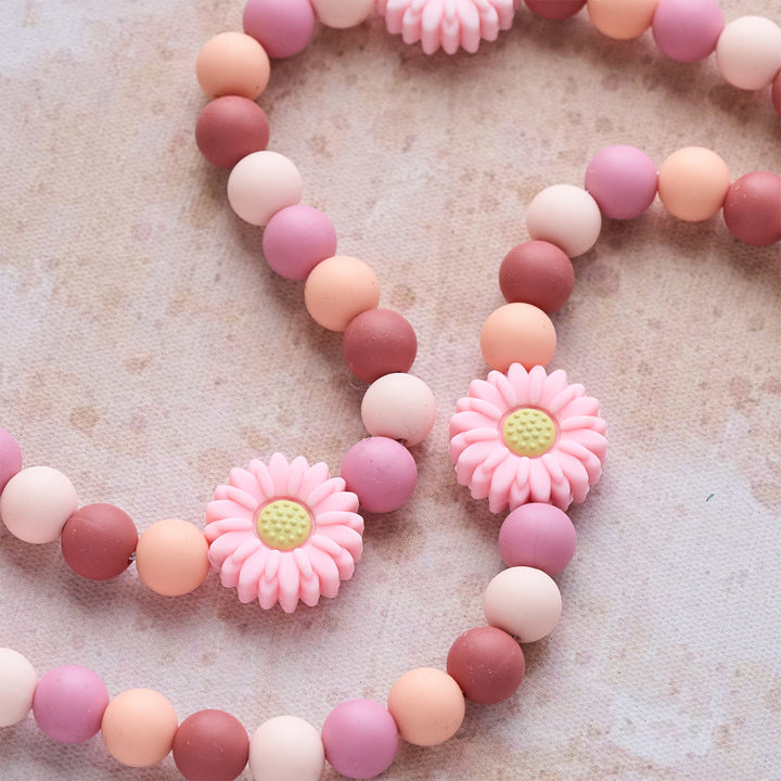 Christianartworkshop Children’s Silicone Pink Daisy Rosary with Wood Cross - image 7