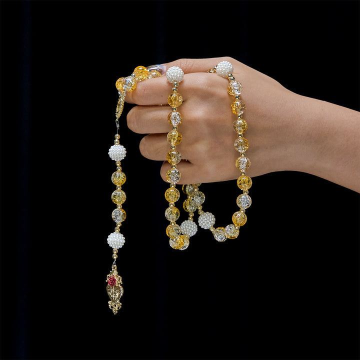 Christianartworkshop Glass Rosary with Our Lady of Guadalupe: Faithful Remembrance & Timeless Beauty - Yellow Glaze - image 0