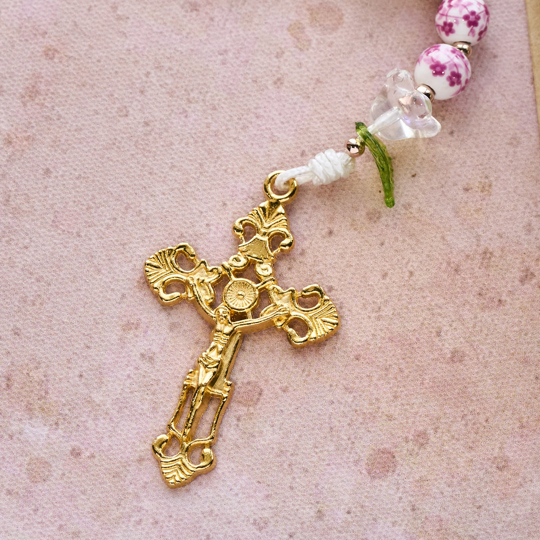 Christianartworkshop Porcelain Rosary with Lily Details: Devotion in Bloom & Spiritual Nourishment - image 8
