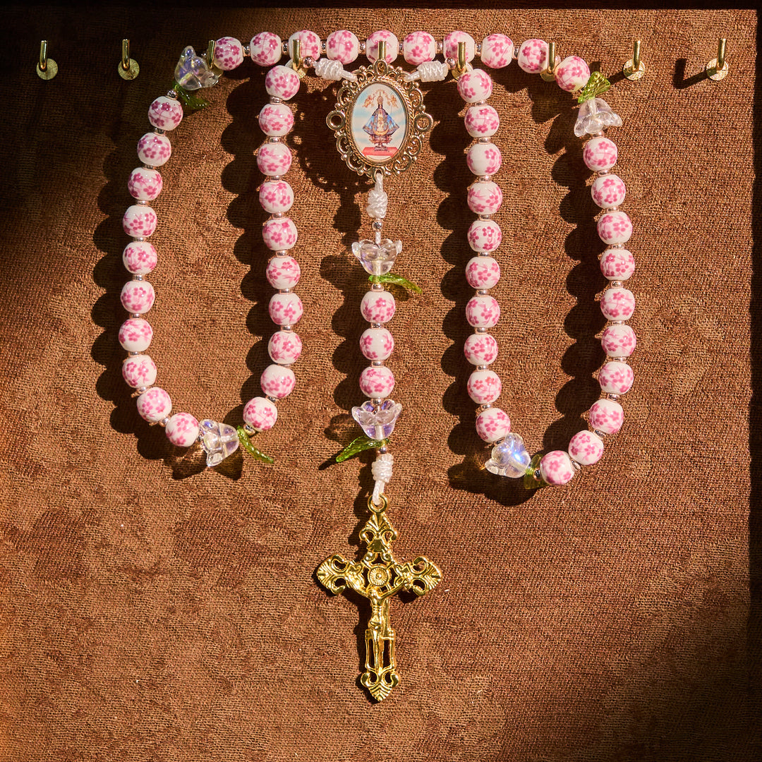 Christianartworkshop Porcelain Rosary with Lily Details: Devotion in Bloom & Spiritual Nourishment - image 2