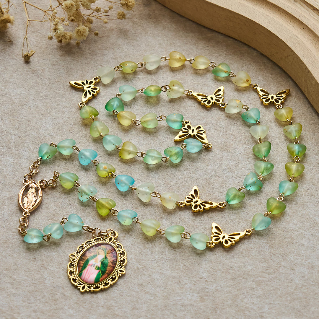 Christianartworkshop Green Heart & Butterfly Rosary, Bracelet: Devotion & Artful Spirituality - Rosary - image 0
