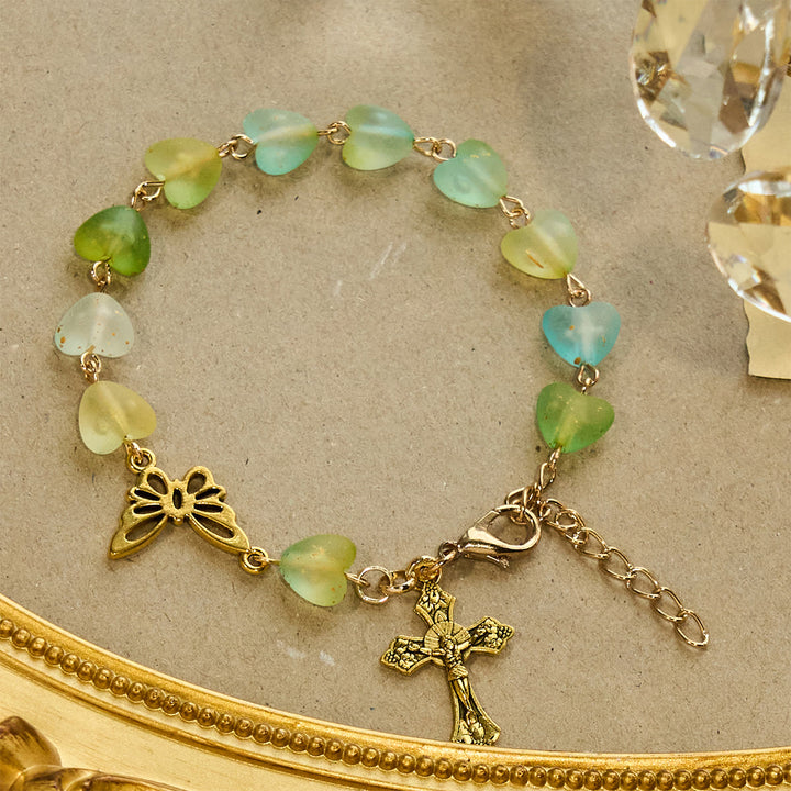 Christianartworkshop Green Heart & Butterfly Rosary, Bracelet: Devotion & Artful Spirituality - Bracelet - image 4