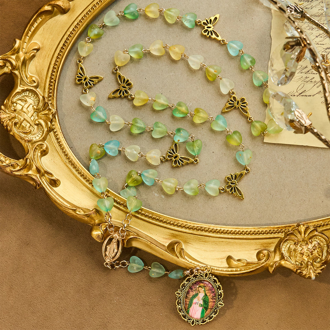 Christianartworkshop Green Heart & Butterfly Rosary, Bracelet: Devotion & Artful Spirituality - image 3