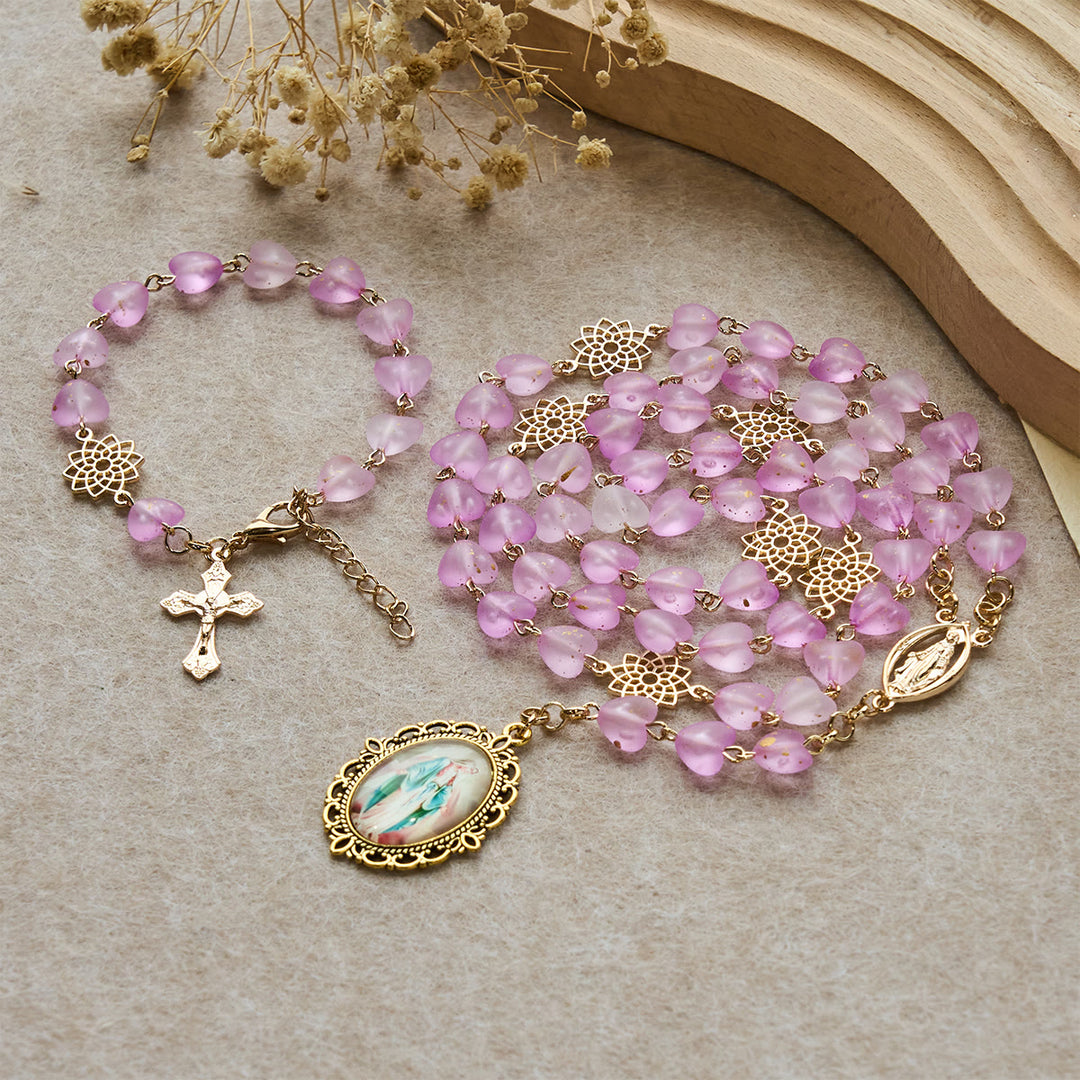Christianartworkshop Pink Heart & Butterfly Rosary, Bracelet: Devotion & Artful Spirituality - Set - image 5
