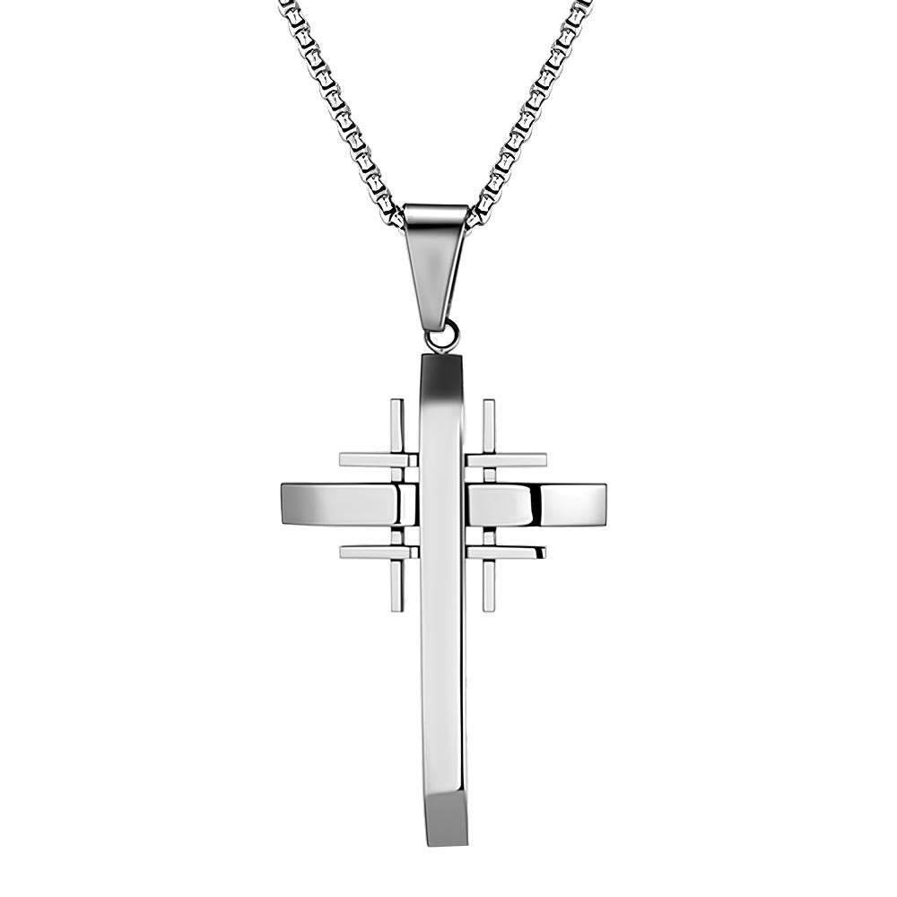 Christianartworkshop Geometric Cross Pendant Necklace: Modern Faith & Stylish Devotion - Silver - image 3