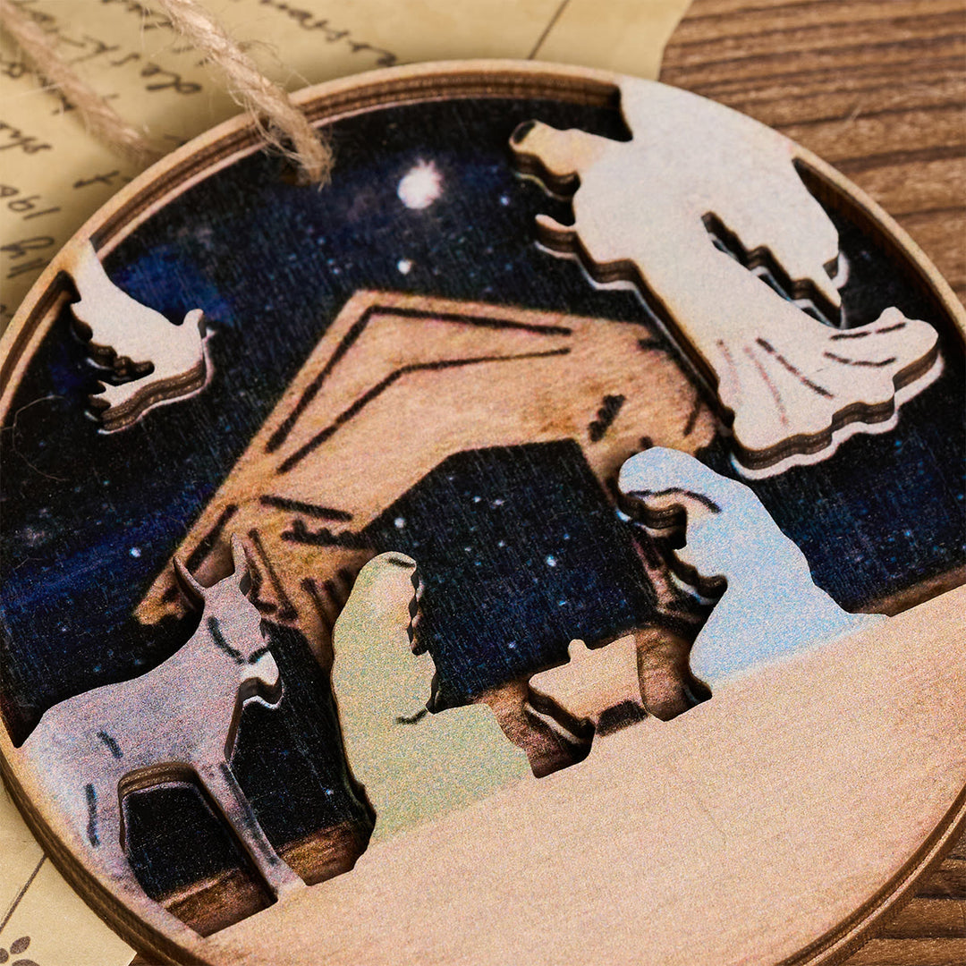 Christianartworkshop 3D Wood Nativity Scene with Angel & Animal Hanging Ornaments - image 4
