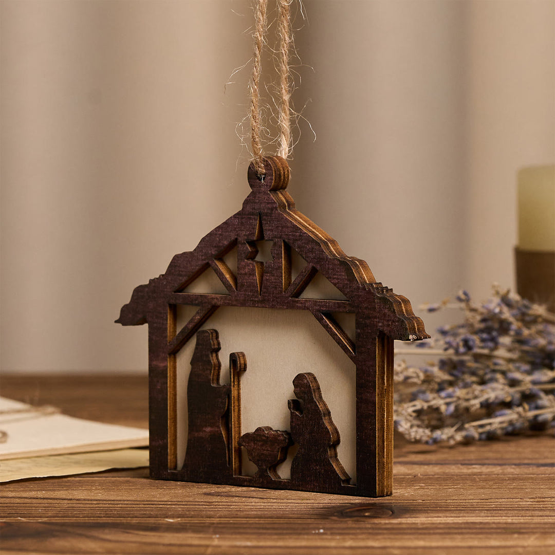 Christianartworkshop 3D Wood Nativity Hanging Ornaments: Faith & Rustic Christmas Grace - image 2
