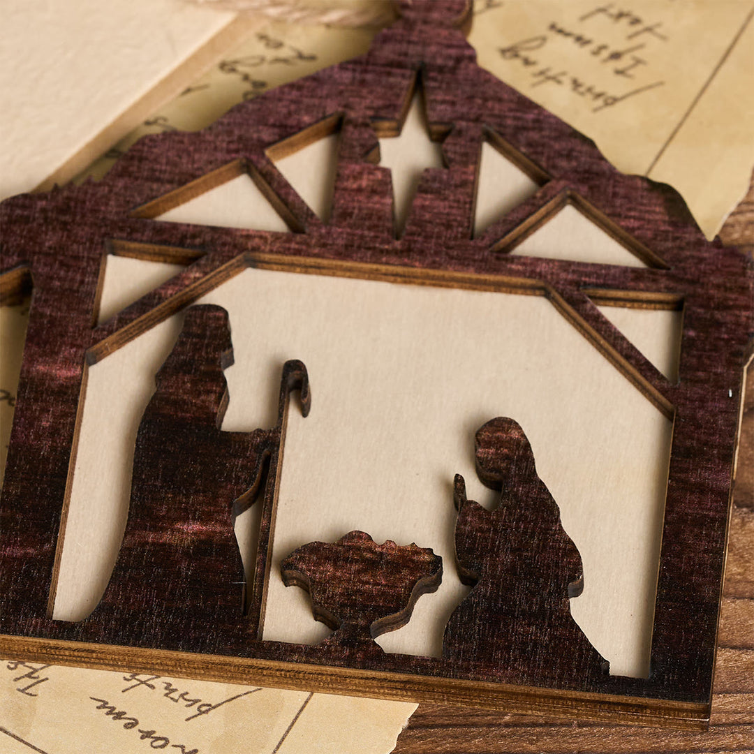 Christianartworkshop 3D Wood Nativity Hanging Ornaments: Faith & Rustic Christmas Grace - image 3