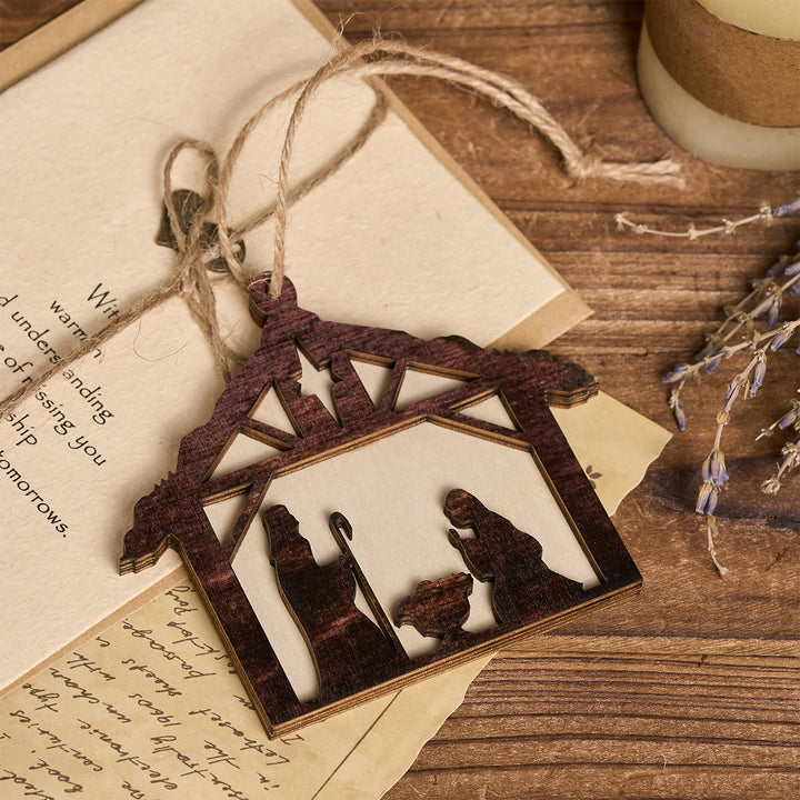 Christianartworkshop 3D Wood Nativity Hanging Ornaments: Faith & Rustic Christmas Grace - image 4