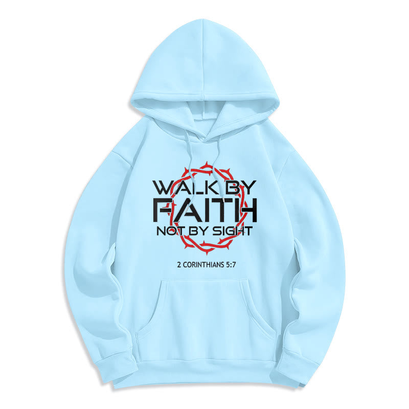 Christianartworkshop Faith-Driven Walk By Faith Fleece Lined Polyester Hoodie - Blue - 2XL - image 7
