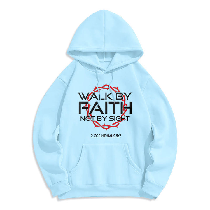Christianartworkshop Faith-Driven Walk By Faith Fleece Lined Polyester Hoodie - Blue - 2XL - image 7
