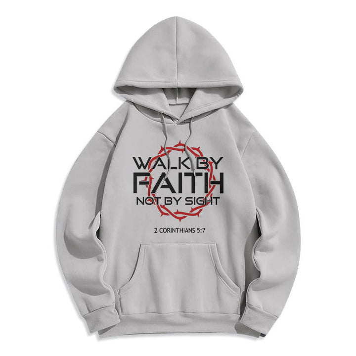 Christianartworkshop Faith-Driven Walk By Faith Fleece Lined Polyester Hoodie - Grey - 2XL - image 3