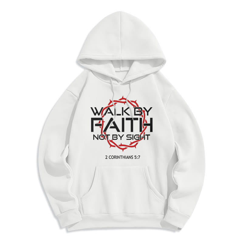 Christianartworkshop Faith-Driven Walk By Faith Fleece Lined Polyester Hoodie - White - 2XL - image 2