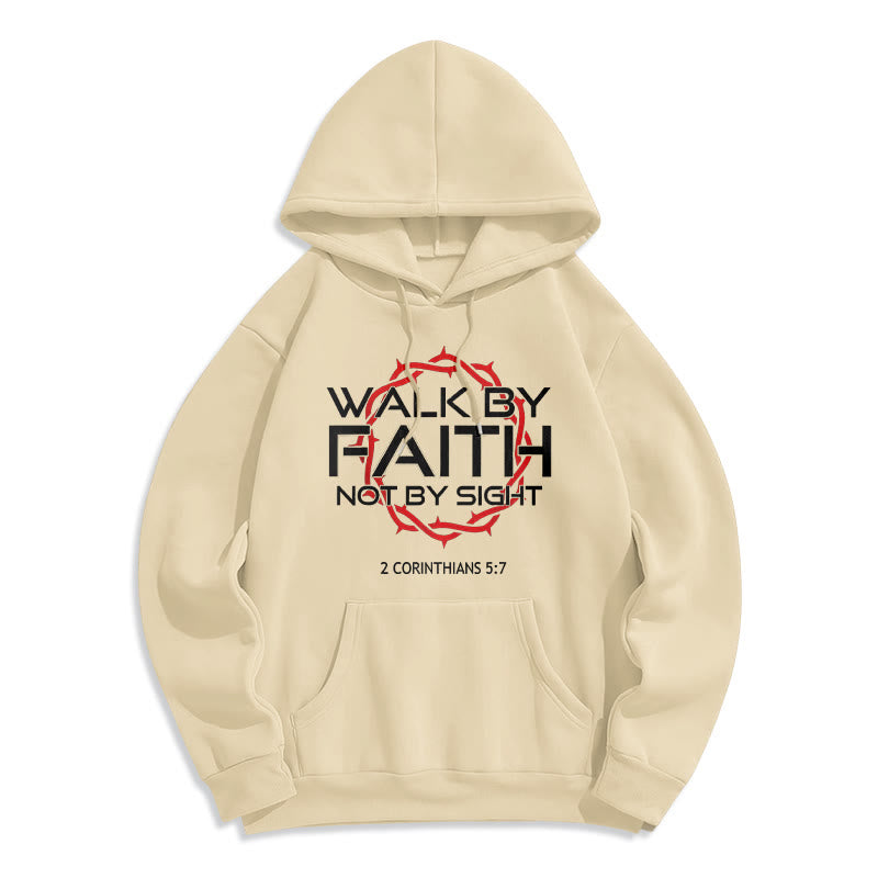 Christianartworkshop Faith-Driven Walk By Faith Fleece Lined Polyester Hoodie - Beige - 2XL - image 4