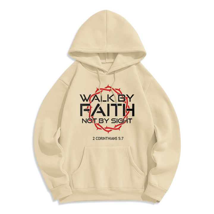 Christianartworkshop Faith-Driven Walk By Faith Fleece Lined Polyester Hoodie - Beige - 2XL - image 4