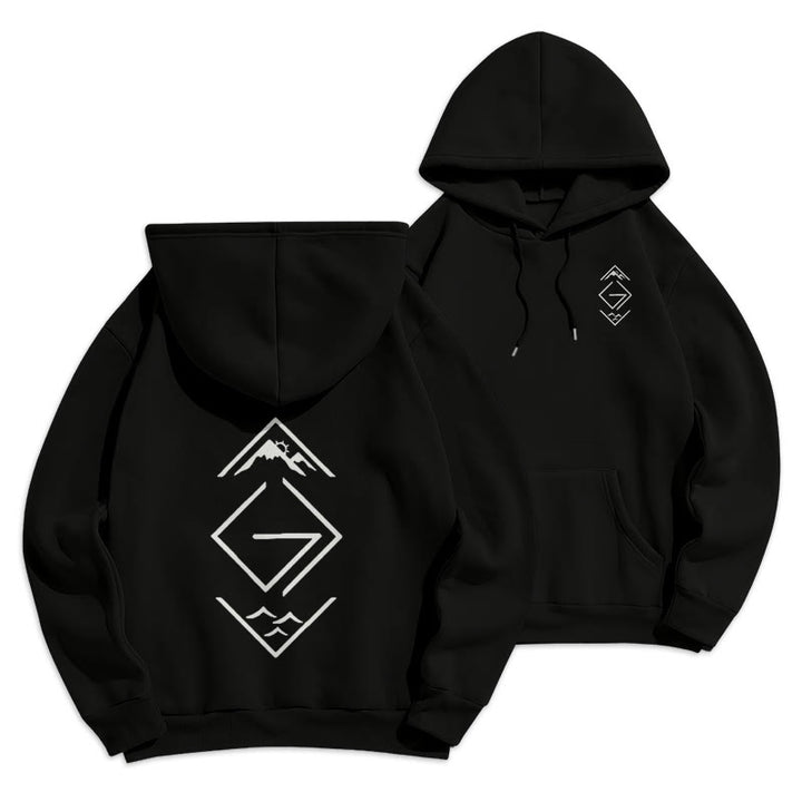 Christianartworkshop Mountain & Symbol Faith-Inspired Fleece Lined Polyester Hoodie - Black - 2XL - image 7