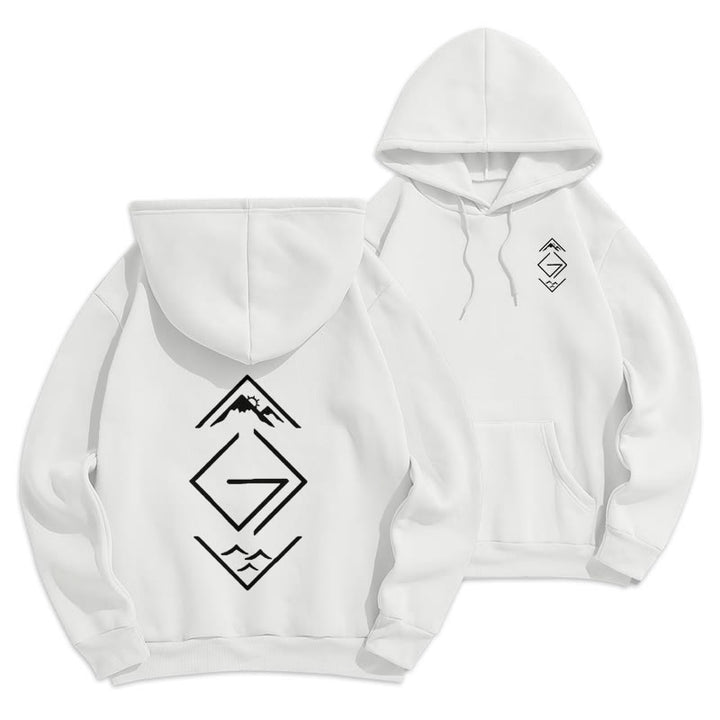 Christianartworkshop Mountain & Symbol Faith-Inspired Fleece Lined Polyester Hoodie - White - 2XL - image 9