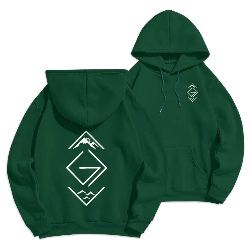 Christianartworkshop Mountain & Symbol Faith-Inspired Fleece Lined Polyester Hoodie - Green - 2XL - image 3