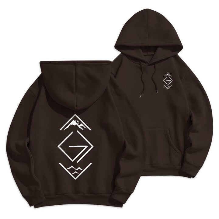 Christianartworkshop Mountain & Symbol Faith-Inspired Fleece Lined Polyester Hoodie - Brown - 2XL - image 5