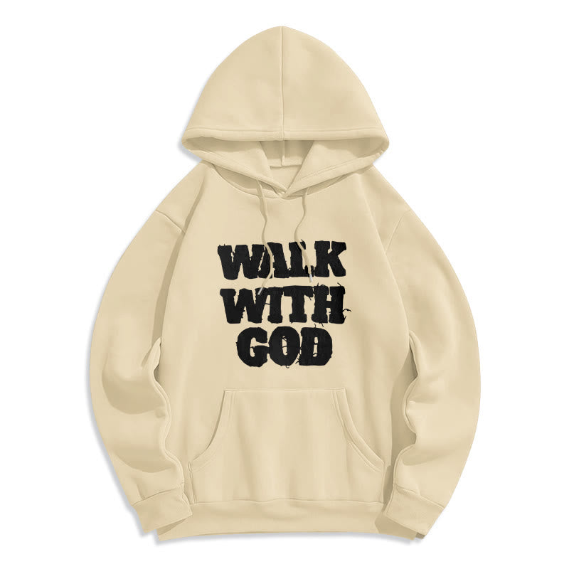 Christianartworkshop Walk With God Mission Fleece Lined Polyester Hoodie - Beige - 2XL - image 7