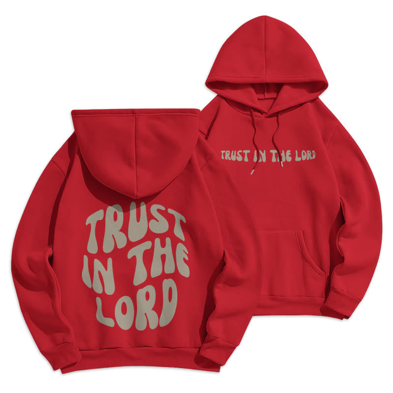 Christianartworkshop Trust In The Lord Faith Reliance Fleece Lined Polyester Hoodie - Red - 2XL - image 12