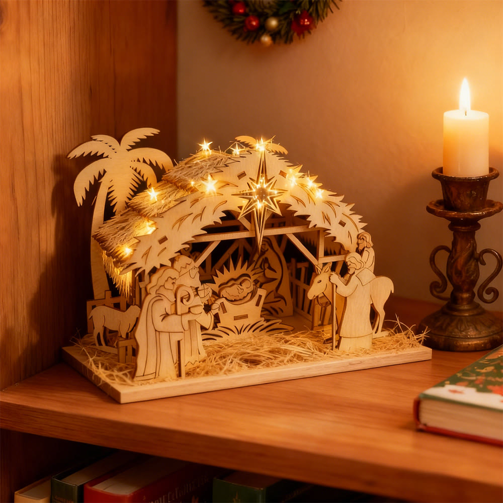 Christianartworkshop Wooden House Nativity Ornament: Sacred Story & Festive Reverence - image 2
