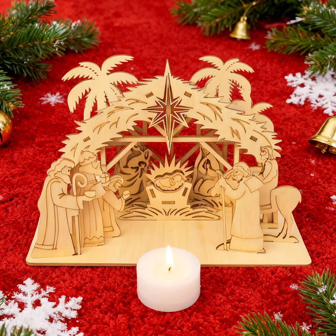 Christianartworkshop Wooden House Nativity Ornament: Sacred Story & Festive Reverence - Nativity - image 0