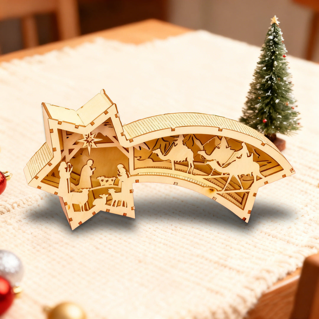Christianartworkshop Star-Shaped Wooden Nativity Decor: Sacred Story & Artful Devotion - image 2