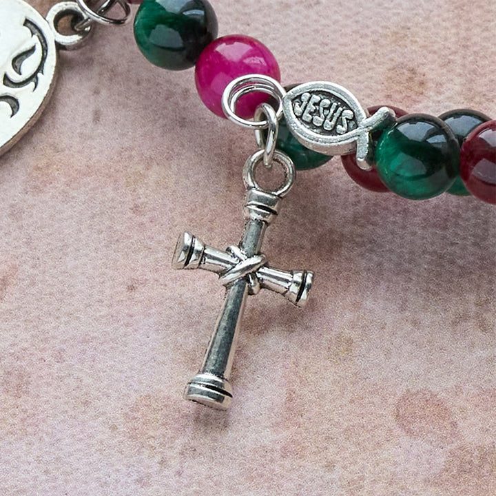 Christianartworkshop Dual-Toned Tiger Eye Memory Wire Rosary Bracelet with Saint Michael - image 5