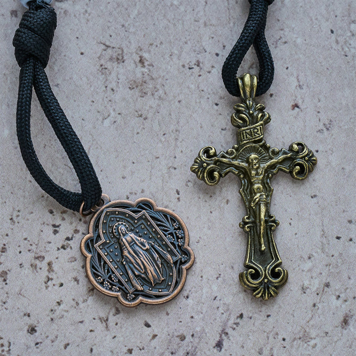 Christianartworkshop Matte White Crackle Beads Pocket Rosary with Brass Sacred Cross - image 5