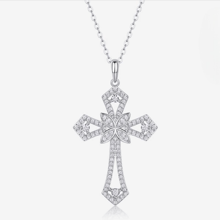 Christianartworkshop Sterling Silver Moissanite Cross Necklace: Faith Elegance & Timeless Sparkle - F - image 5