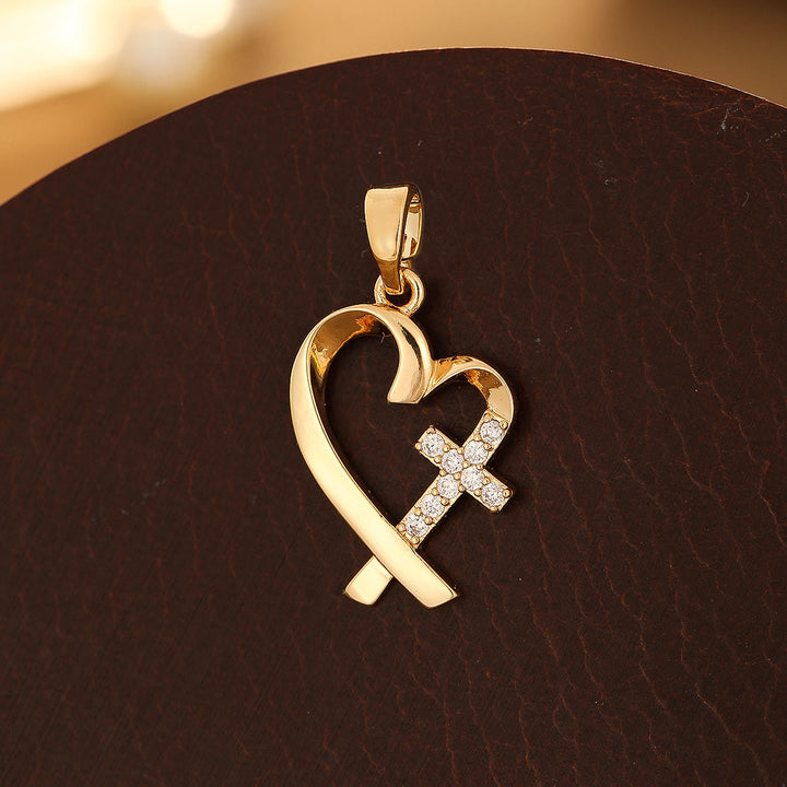 Christianartworkshop Multi-Design Copper Cross Series: Diverse Style Options for Faith Wearing - Heart - Golden - image 1