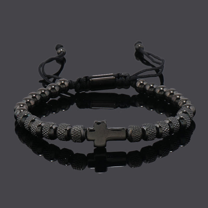 Christianartworkshop Stackable Cross Bracelet Set: Fashion-Forward Faith Integration - Single layer Cross - Black - image 9