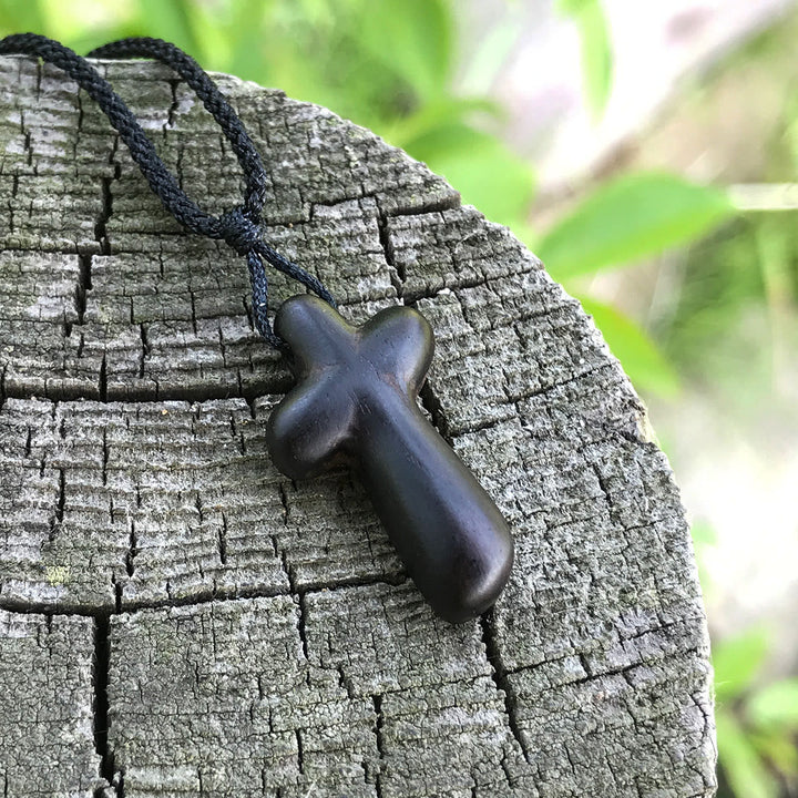 Christianartworkshop Ebony Cross Pendant: Natural Material & Faith Symbol for Spiritual Bond - Ebony Wood - image 0