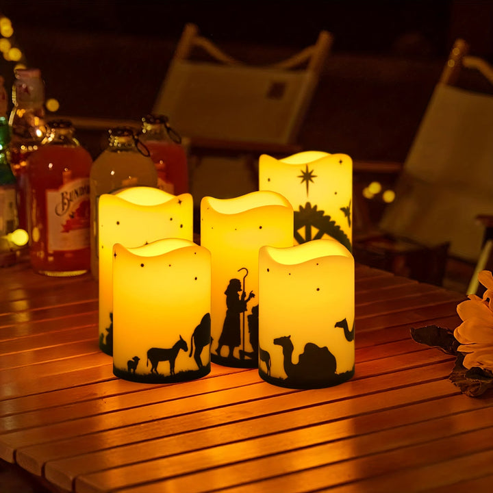 Christianartworkshop Nativity Scene Wave-Edge LED Candle Ornament: Multi-Light Modes for Faith - image 5