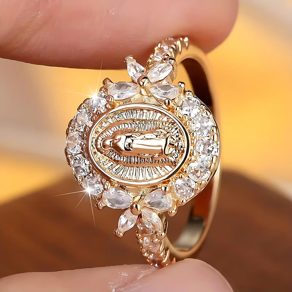 Christianartworkshop Elegant Virgin Mary Emblem Ring: Sacred Detail for Daily Devotion - AU Size V1/2 (US 11) - image 0