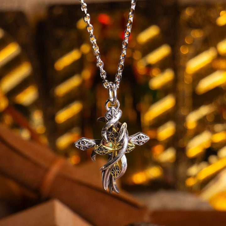 Christianartworkshop Ornate Scrollwork Cross Necklace: Two-Tone Design for Devout Daily Wear - image 3
