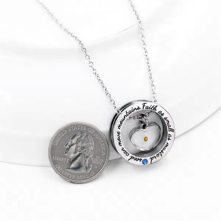 Christianartworkshop Faith As Mustard Seed Necklace: Varied Charms & Sacred Symbol for Daily Wear - Heart with scriptures - image 0